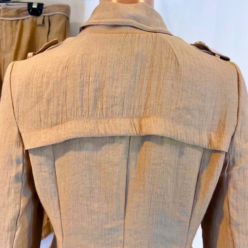 Yoana Baraschi Gold Capri Pants Suit Size 2,6 Two Piece Set Military Jacket - Picture 10 of 18