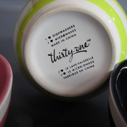 Thirty-One Get the Scoop Set di 4 ciotole in ceramica a righe colorate - Foto 6 di 8