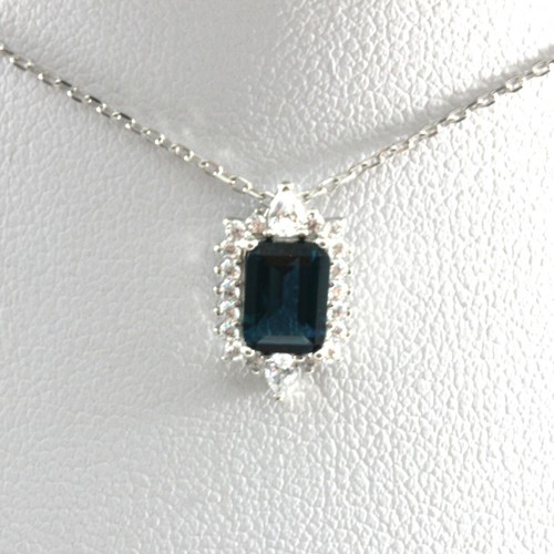 Collar colgante de rubí azul oscuro con plata de ley 925 - Imagen 6 de 8