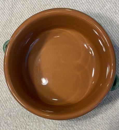 Williams Sonoma Small Terracotta Pot Made In Mexico Green Glaze Handles No Lid - Picture 5 of 10