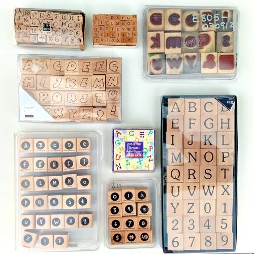Alphabet Wood Rubber Stamp Collections Complete ABC Set Mix Sizes & Fonts U Pick - Picture 2 of 82