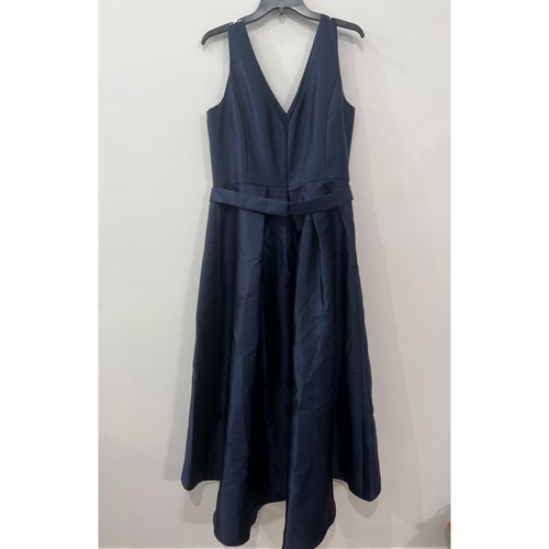 NWT ALFRED SUNG Size 16R Satin High/Low Gown Navy MSRP $231 - Picture 7 of 12