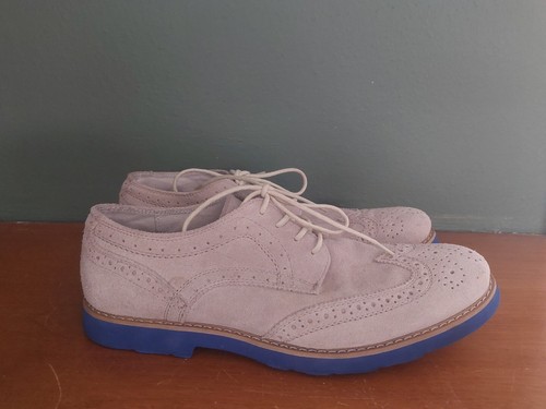 Wing Tip Oxford Shoes Chalk Suede Blue Soles Mens 10 Express - Picture 3 of 10
