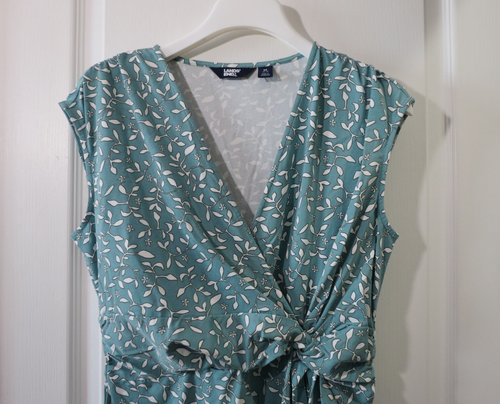 Lands End NEU Baumwollmischung grün Blumen V-Ausschnitt Flügelärmel knielanges Kleid Gr. M - Bild 6 von 17