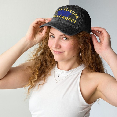 Baseball Cap With Inscription "Make Europe Great Again" Vintage Cotton Twill Cap - Imagen 11 de 65