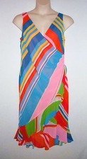 NWT MSRP $155 - LAUREN RALPH LAUREN Women's Faux Wrap Ruffle Dress, Multicolor