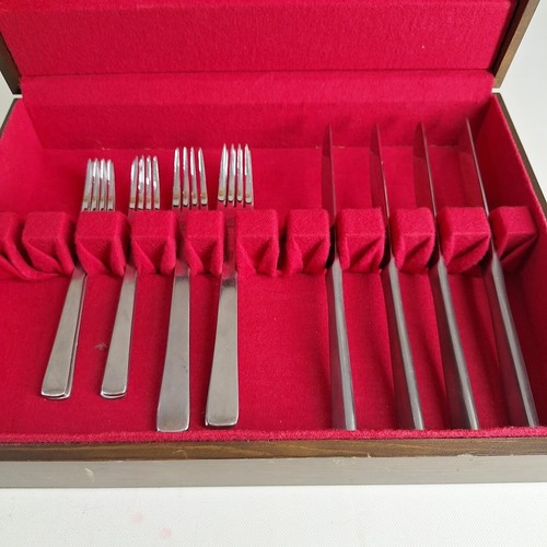 Lotto di 12 coltelli Hampton argentiere forchette inox Cina 199 e custodia in legno - Foto 14 di 17