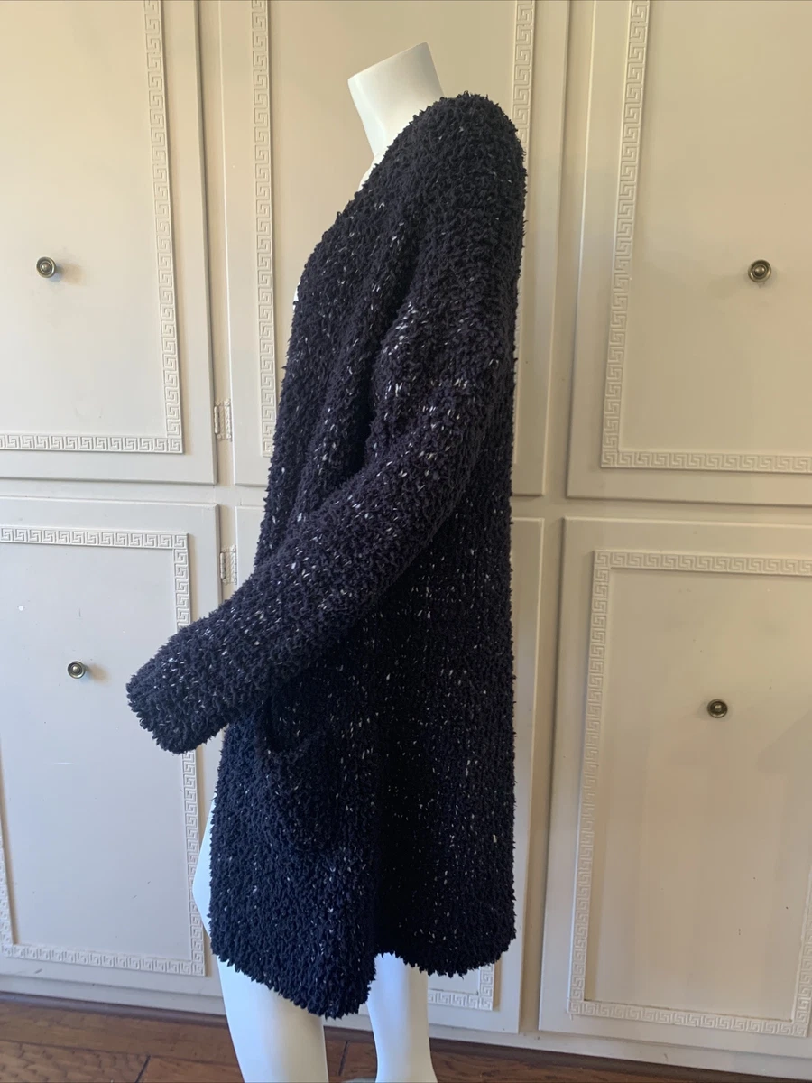 Mod Ref Long Chunky Cardigan Oversized W Pockets M Black White
