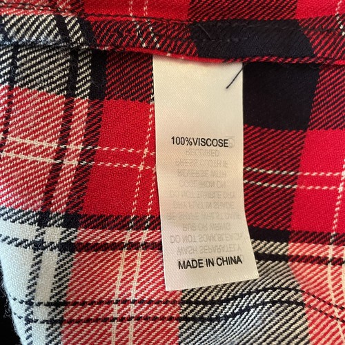 Only Line Red Plaid Women’s Shirt 10 Long Sleeve Button Down - Foto 8 di 12