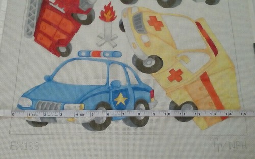 Tapestry Tent TT/NPH needlepoint handpaint EX133 Emergency Vehicle Autos 13m 15" - Picture 4 of 6