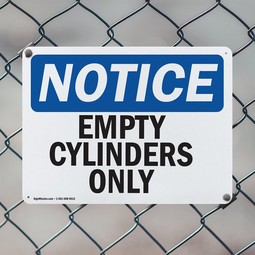 (2 Pack) Empty Cylinders Only OSHA Notice Sign Decal Metal Plastic - 第 5/21 張圖片