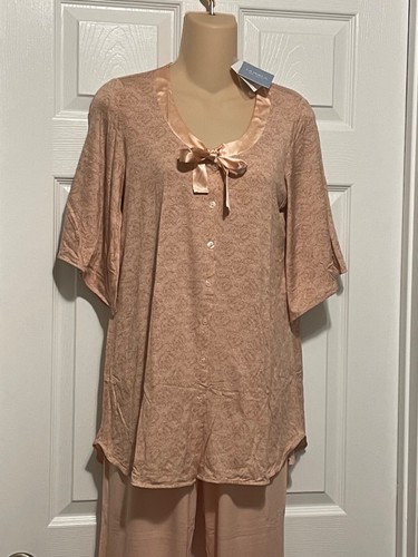 La Perla Villa Toscana M Modal Silk Blend Pajamas Set Peach Pink - Picture 2 of 3