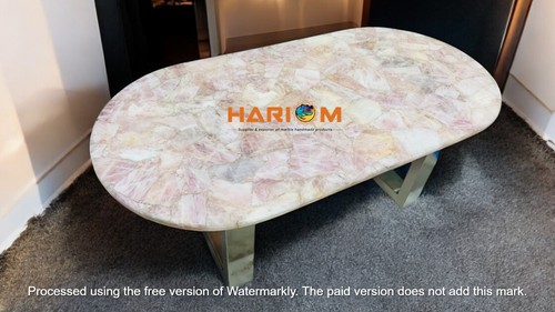 24"x48" Pink Rose Quartz Stone Sofa Dining Table Crystal Healing Gemstone Decors - Picture 6 of 10