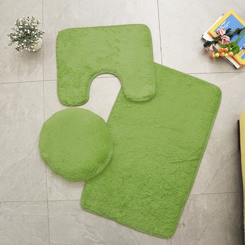 3Pcs Washable No-Slip Bathroom Pedestal Rug Carpet Toilet Lid Cover Bath Mat Set - Bild 16 von 55
