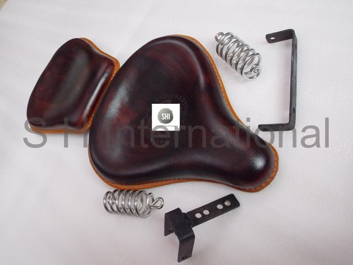 Front & Rear Seat Leather Antique Brown Fit For Royal Enfield Classic 350 500 - Picture 8 of 20