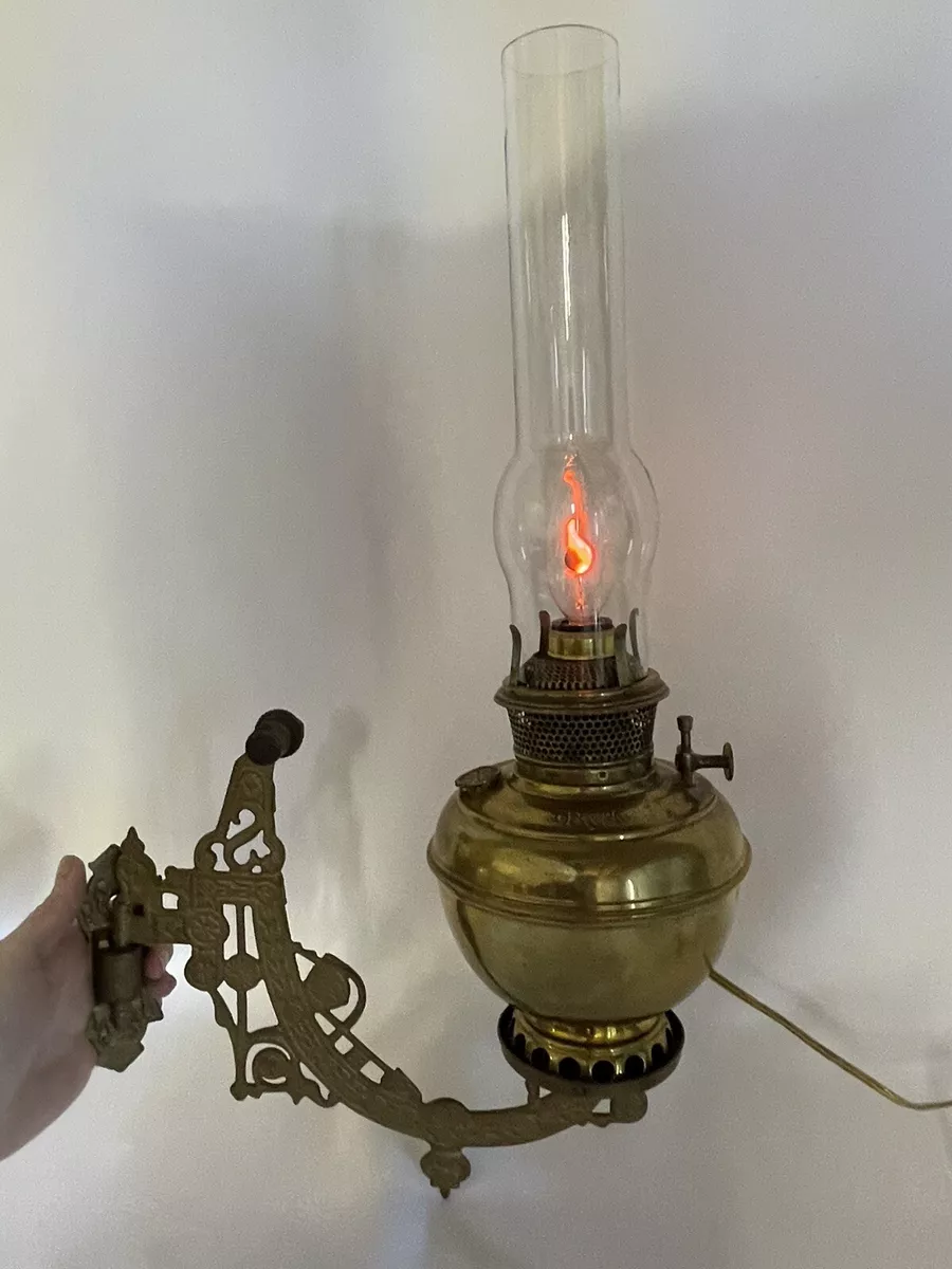 Victorian wall mounted oil lamps deals