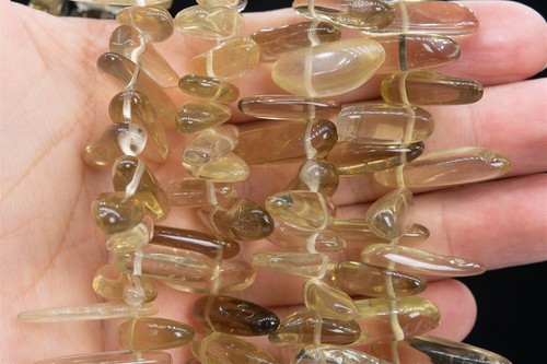 12-24x3-5MM Lemon Quartz Stick Pebble Chip Grade AAA Genuine Natural Loose Beads - Picture 3 of 4