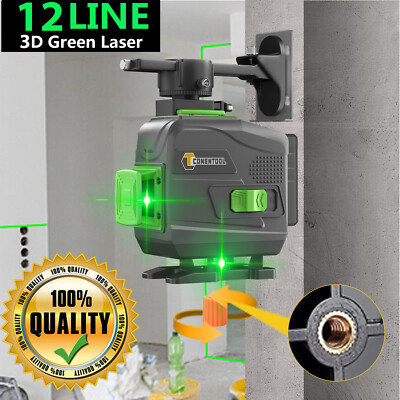 Laser Level 12 Line Green Self Leveling 3D Cross Measure Tool Kit 2 Battery UK eBay