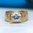 Gold Plated Ring For Men's #765 Moissanite Cushion Cut With 925 Sterling Silver