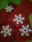 Cotton Napkins, Set of 4, Holiday Pattern, Red with White Snowflake