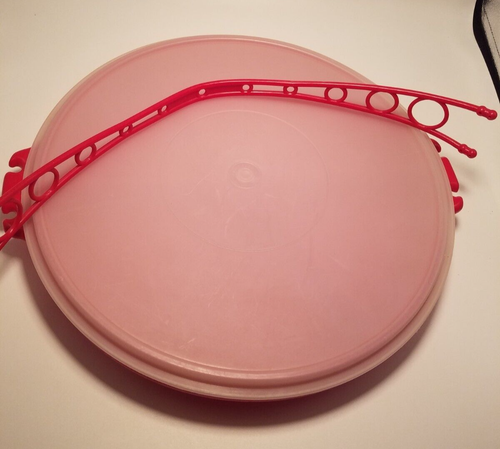 Vintage Tupperware Red Party Susan #405-9 Divided Try With Sheer Lid #224-19 - Picture 6 of 7