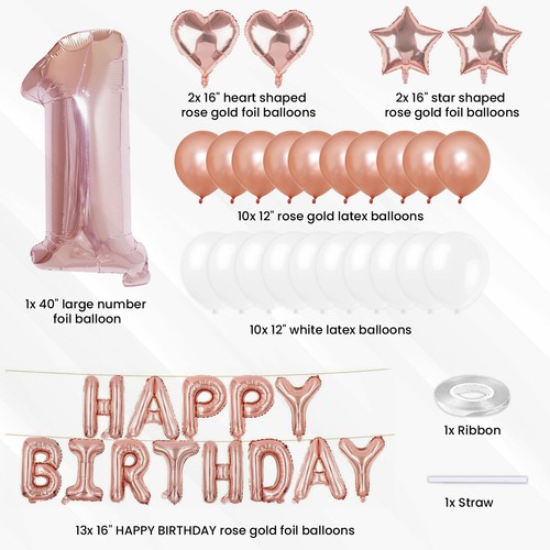 First 1st Birthday Number 1 Boy Girl Balloons Baby Party Decoration Banner - Picture 19 of 23