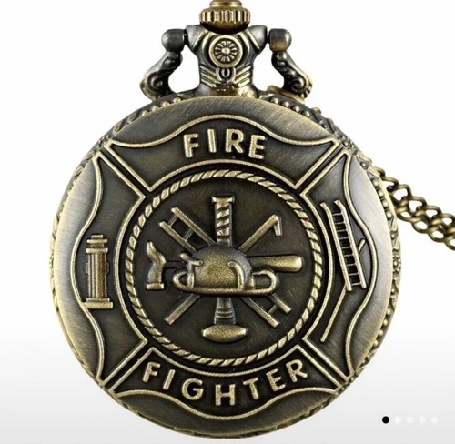 Reloj Bolsillo Bombero Cuarzo Estilo Vintage Regalo Nuevo en Caja.