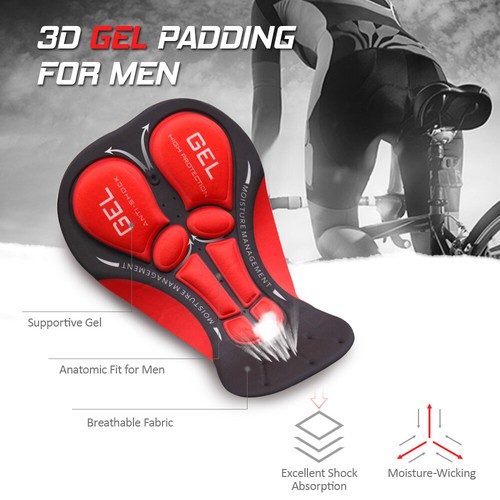 Pantaloncini Uomo Bici Intimo Bici MTB Gel 3D Imbottiti per Sollievo Dolori Anca - Foto 5 di 31