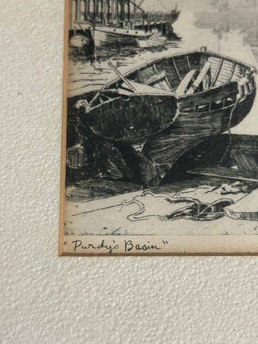 Purdy's Basin gerahmtes Kunstwerk von Lionel Barrymore Vintage schwarz-weiß Nautica - Bild 3 von 9