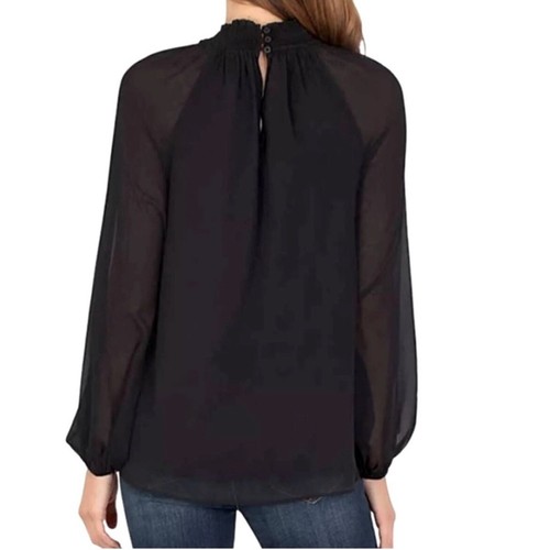 JOIE Limited Edition Ladies Long Sleeve Smocked Blouse In Caviar, XS - Picture 2 of 12