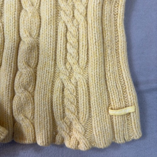 American Eagle Sweater Hooded Cable Knit Youth Medium Lambswool Yellow - Picture 2 of 14