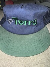 VINTAGE TERRA SEED SNAPBACK TRUCKERS FARMERS HAT MADE IN USA ADVERTISING G2