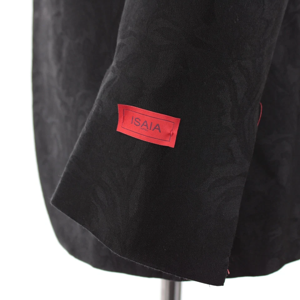 Isaia NWT 100% Wool Dinner Jacket Size 50R (40R US) In Tonal Black Floral - Image 3 of 4