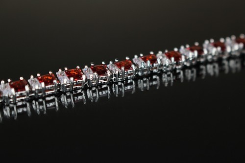 4mm Ruby Red Sapphire Crystal Tennis Bracelet VVS1 - Picture 5 of 6
