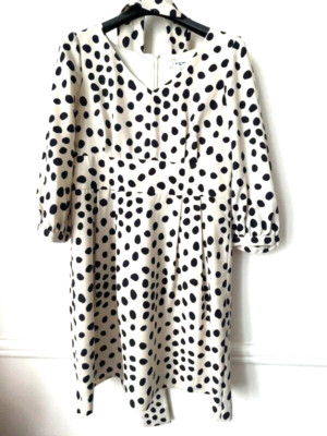 ROBE Beige Clair & Pois Noir marq. japonaise Natural Beauty Basic Taille M 34 36