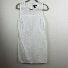 Banana Republic Women's Lace Sleeveless White Sheath Dress Size 10
