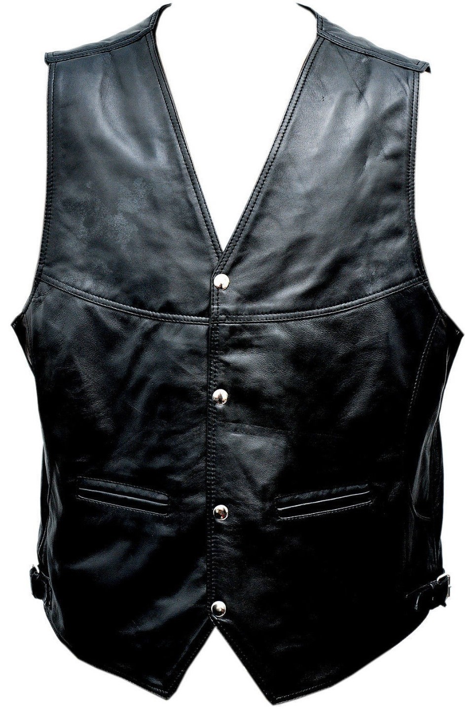 Motorcycle Vest Leather Soft Sheep Biker Motorbike Classic Leather Casual Vest