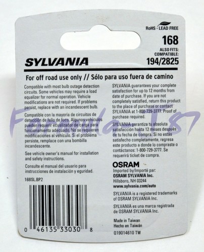 Sylvania LED Light 168 T10 White 6000K Two Bulbs License Plate Replace Stock OE - Picture 3 of 12