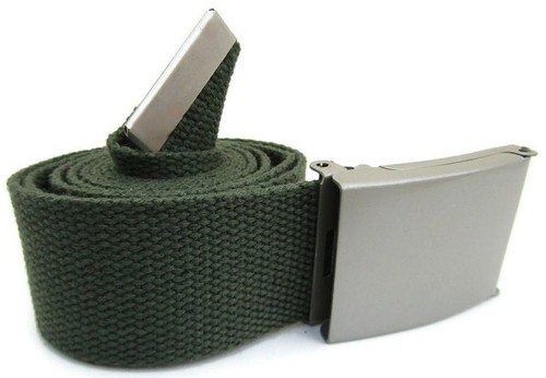 Unisex High Quality Canvas Fabric Webbing Belt Brushed Silver Buckle Army Style - Picture 179 of 275