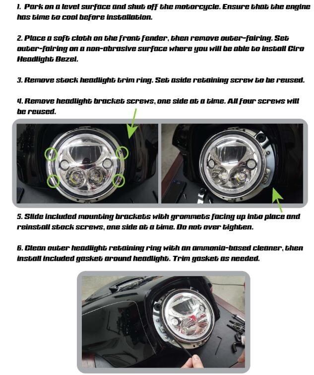 Trim Ring Headlight Bzel Lamp LED FOR Tri Glide CVO/SE