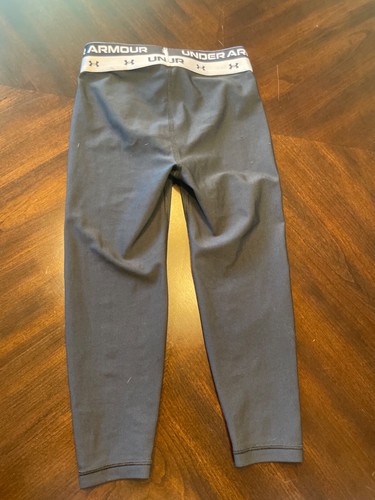 Under Armour Girls Cropped Ankle Tights Pant Size XS Heatgear Youth Black - Picture 2 of 4