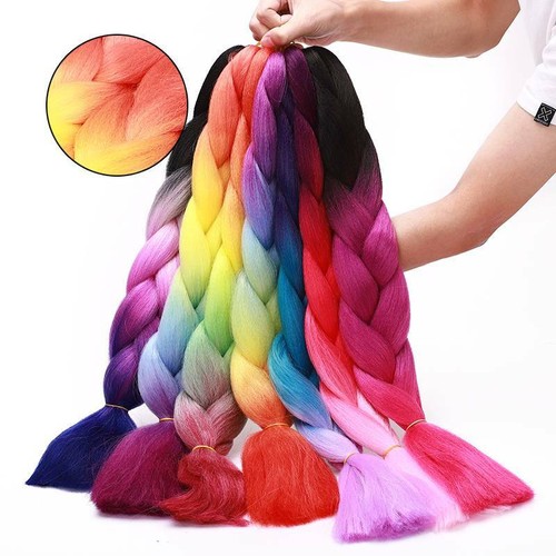 5 Stücke Bunt Jumbo Braid Kunsthaar Voller Kopf Highlight Flechten Extension 24" - Bild 11 von 60