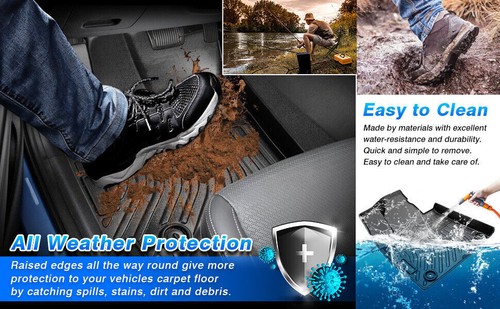 3PCS TPE RUBBER FLOOR MATS 2 ROW LINER ALL WEATHER FOR HYUNDAI SANTA CRUZ 22-23 - Picture 9 of 18