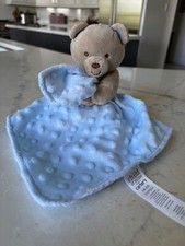 Carters Child of Mine Bear Plush Blue Lovey Minky Dots Rattle Security Blanket