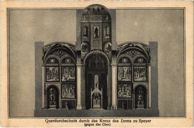 Old postcard postcard cross average through the cross of Speyer Cathedral GERMANY (921747)