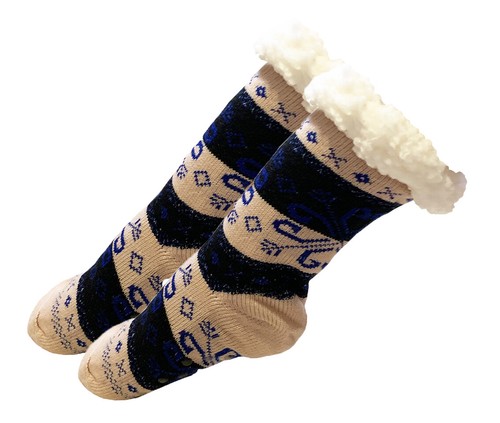 Mujer Navidad Grueso Tejido Sherpa Vellón Forrado Térmico Difuso Zapatilla Calcetines 9-11 - Imagen 23 de 54