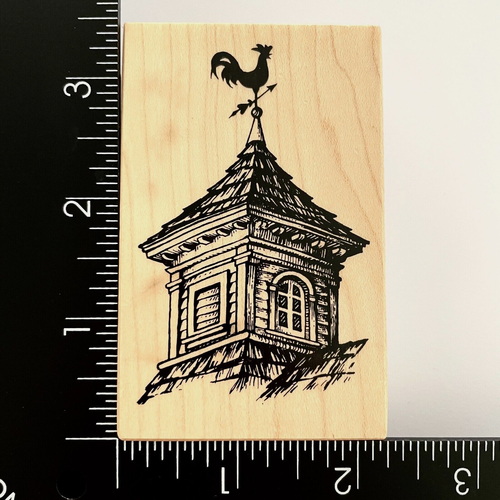 PSX House Rooftop Roof Rooster Weathervane G1470 Wood Mounted Rubber Stamp - Picture 1 of 3