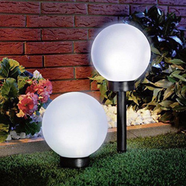 Modern Large Outdoor Solar Powered White Globe Ball Garden Stake Post Lights Chz