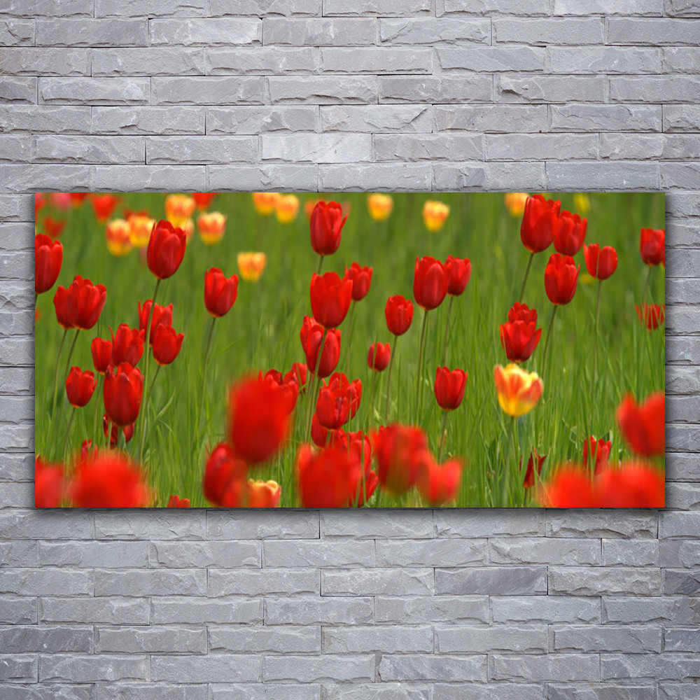Impression 120x60 tulipes tableau sur toile tendue en lin premium