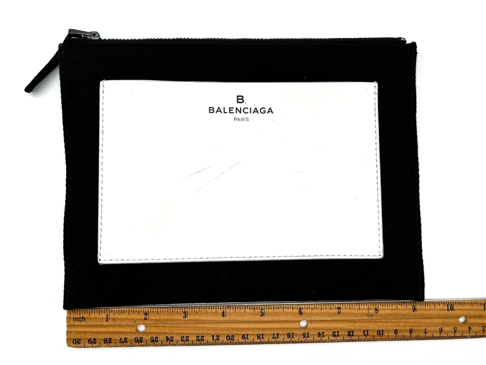 Bolso de Cosméticos de Maquillaje Balenciaga Perfumes Tela de Cuero Blanco y Negro para Mujer Foto 4 de 4
